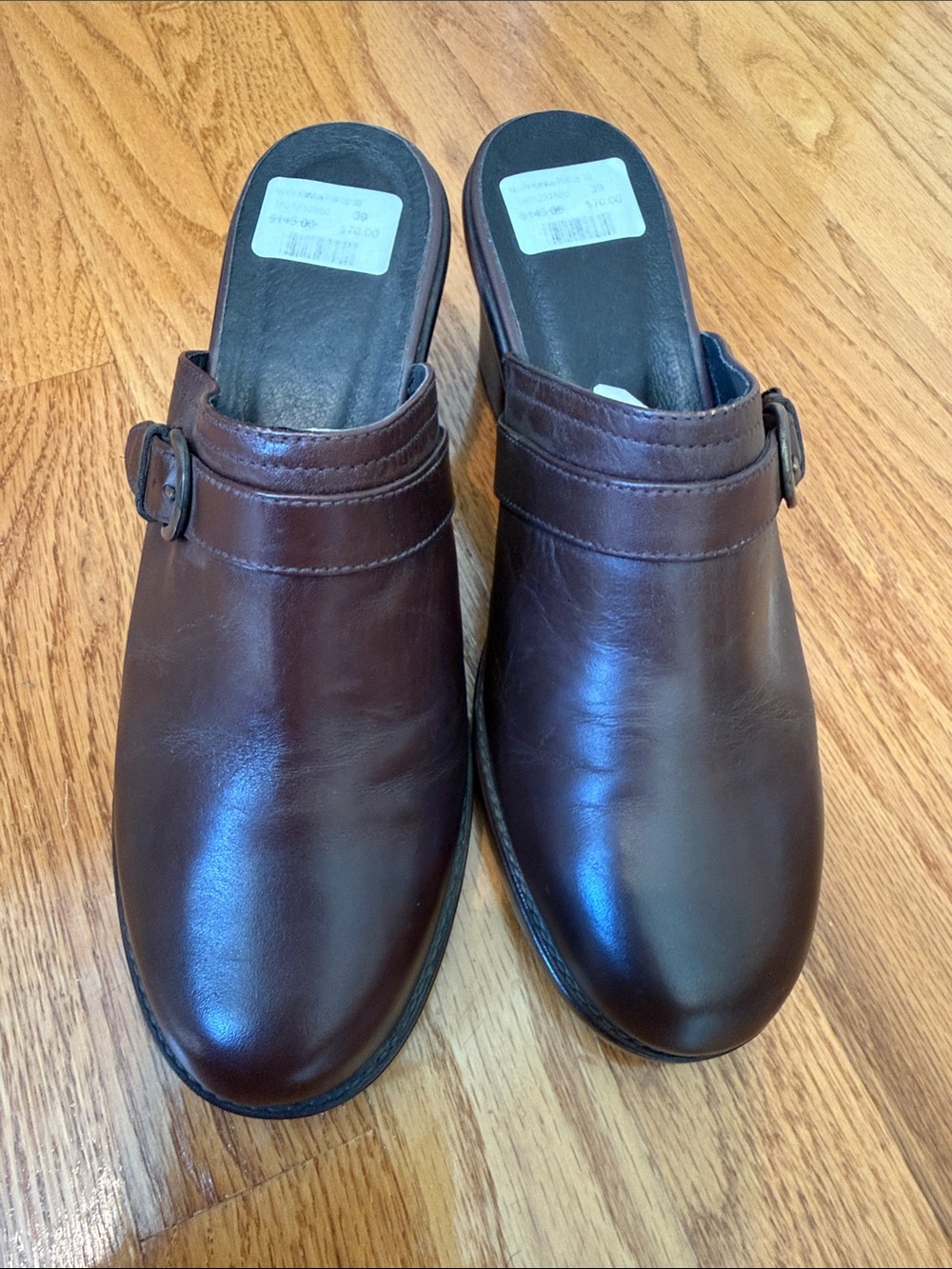 Dansko Brown Leather Women's Slip-On Clogs with Buckle